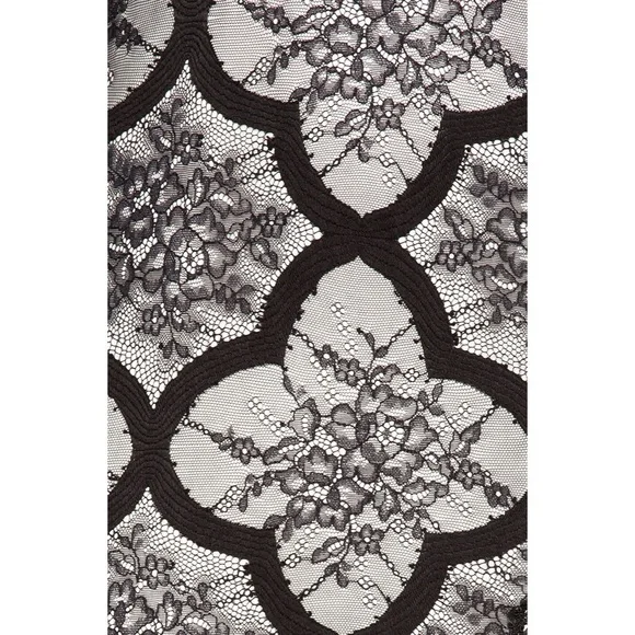 Alexis Emily Black and White Lace Ruffle Cap Sleeve Midi Dress with Side Slit XS - Picture 6 of 16